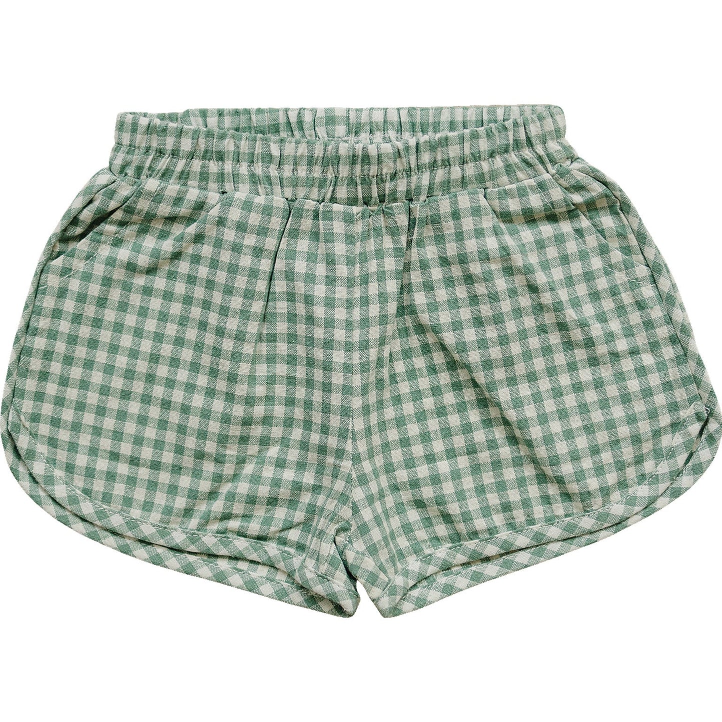 green gingham shorts