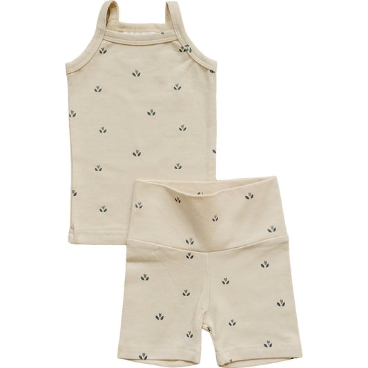 tank + biker short set // cream tulips