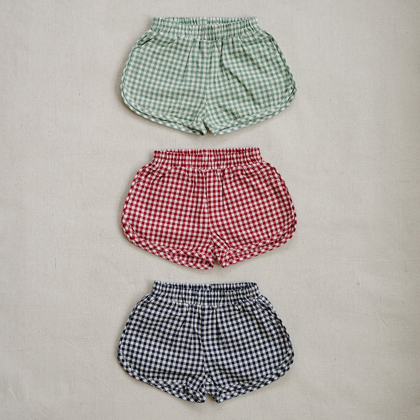 green gingham shorts