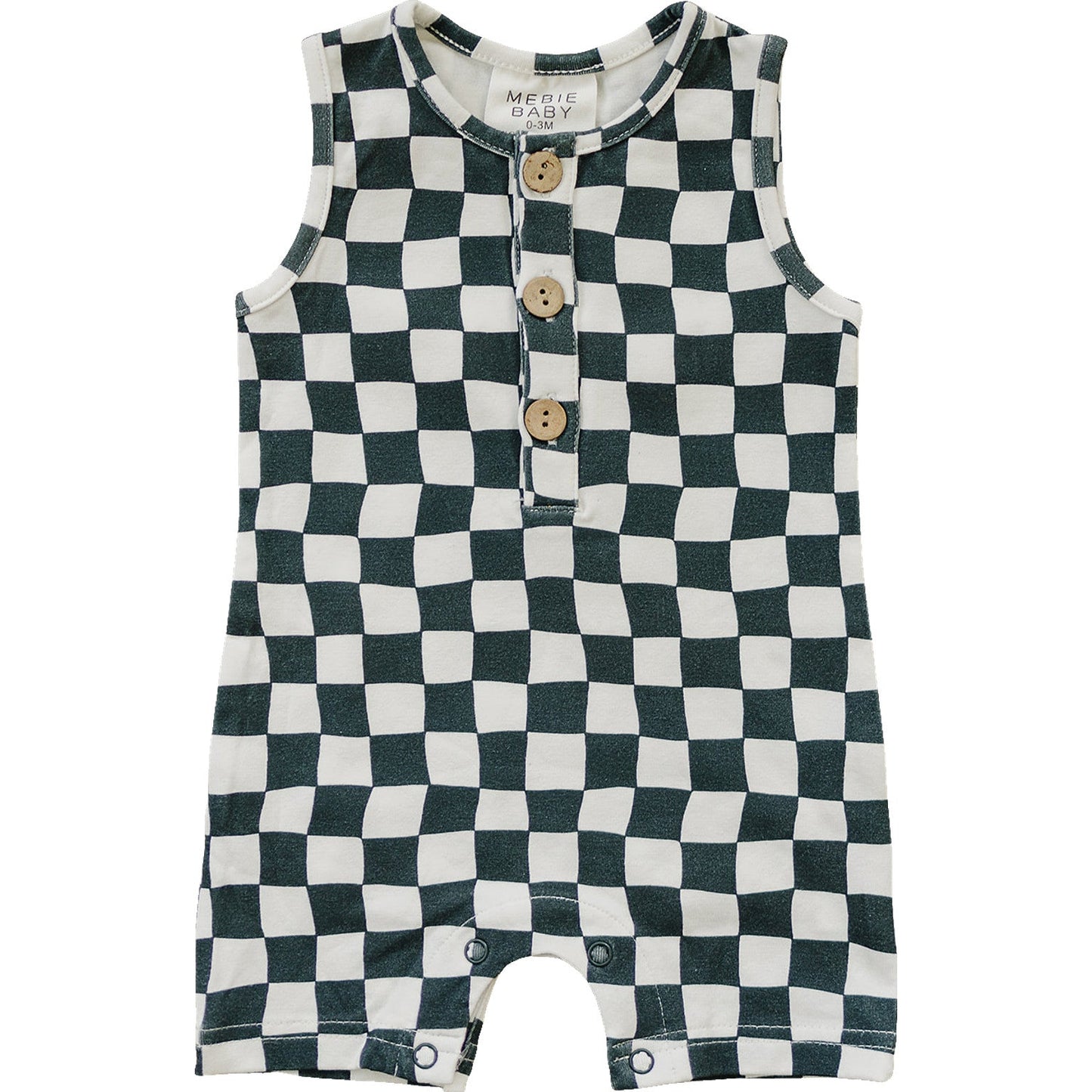 charcoal wavy checkerboard romper