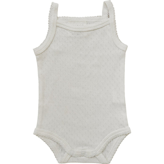 pointelle tank bodysuit // white