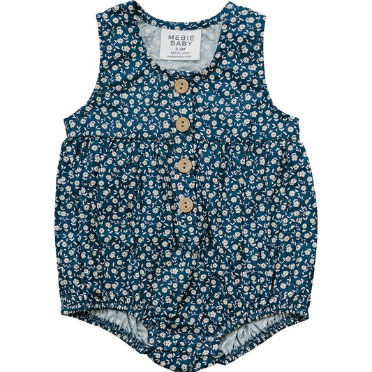 navy floral bubble romper