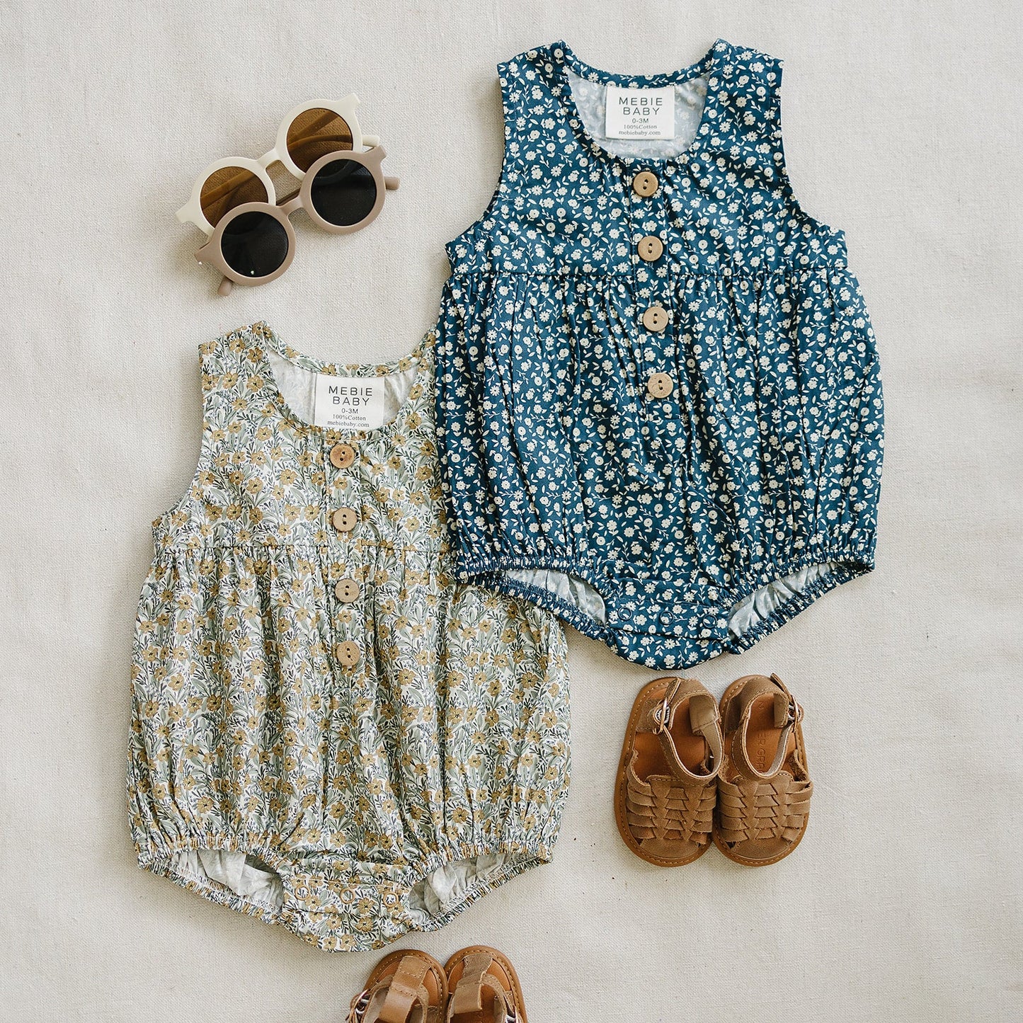 navy floral bubble romper