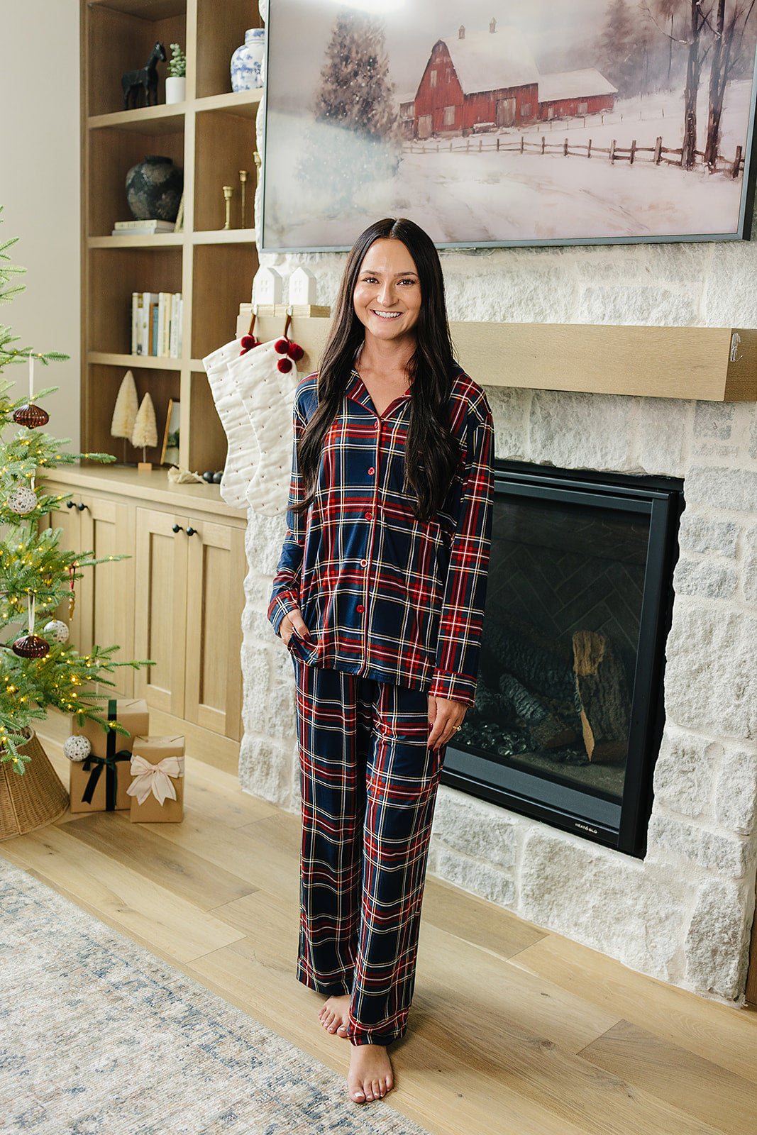 adult christmas plaid bamboo pajama set (*comes in baby/child match* size up for looser fit!)