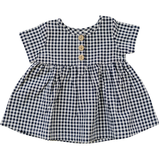 linen cotton dress // navy gingham