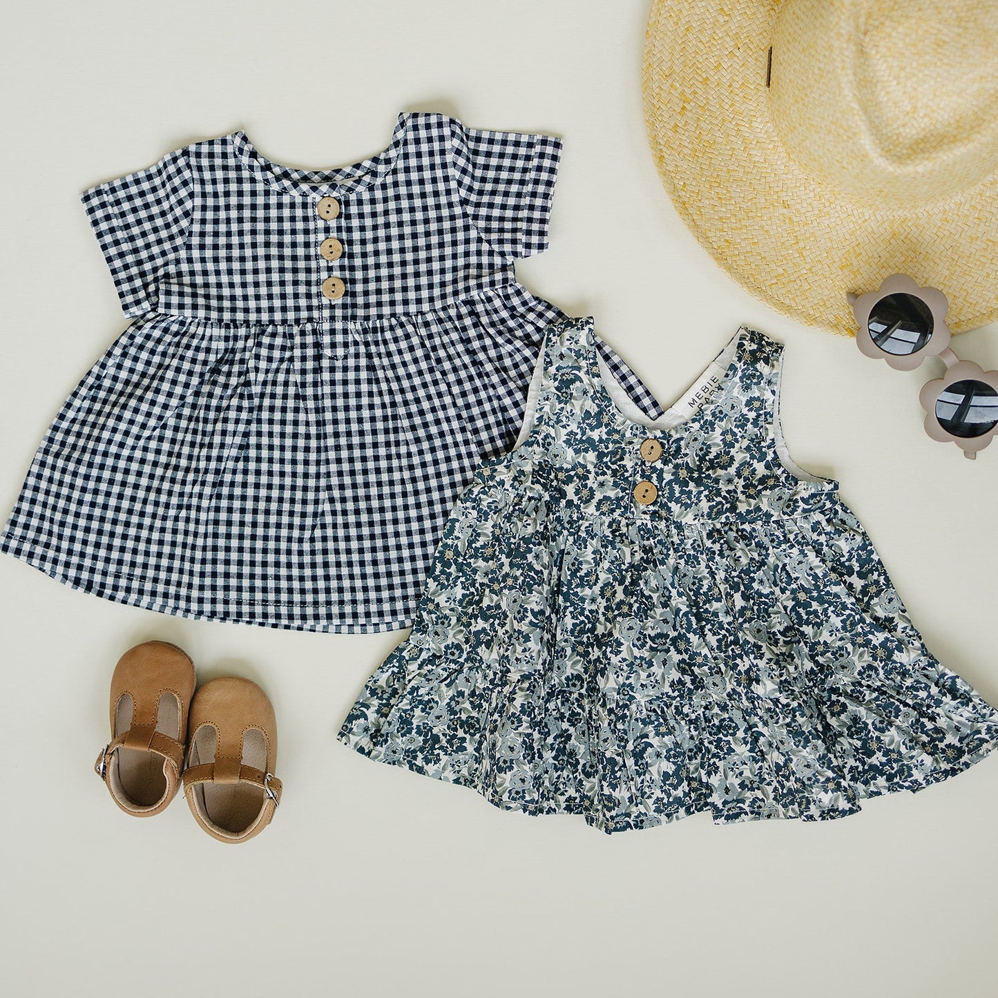 linen cotton dress // navy gingham