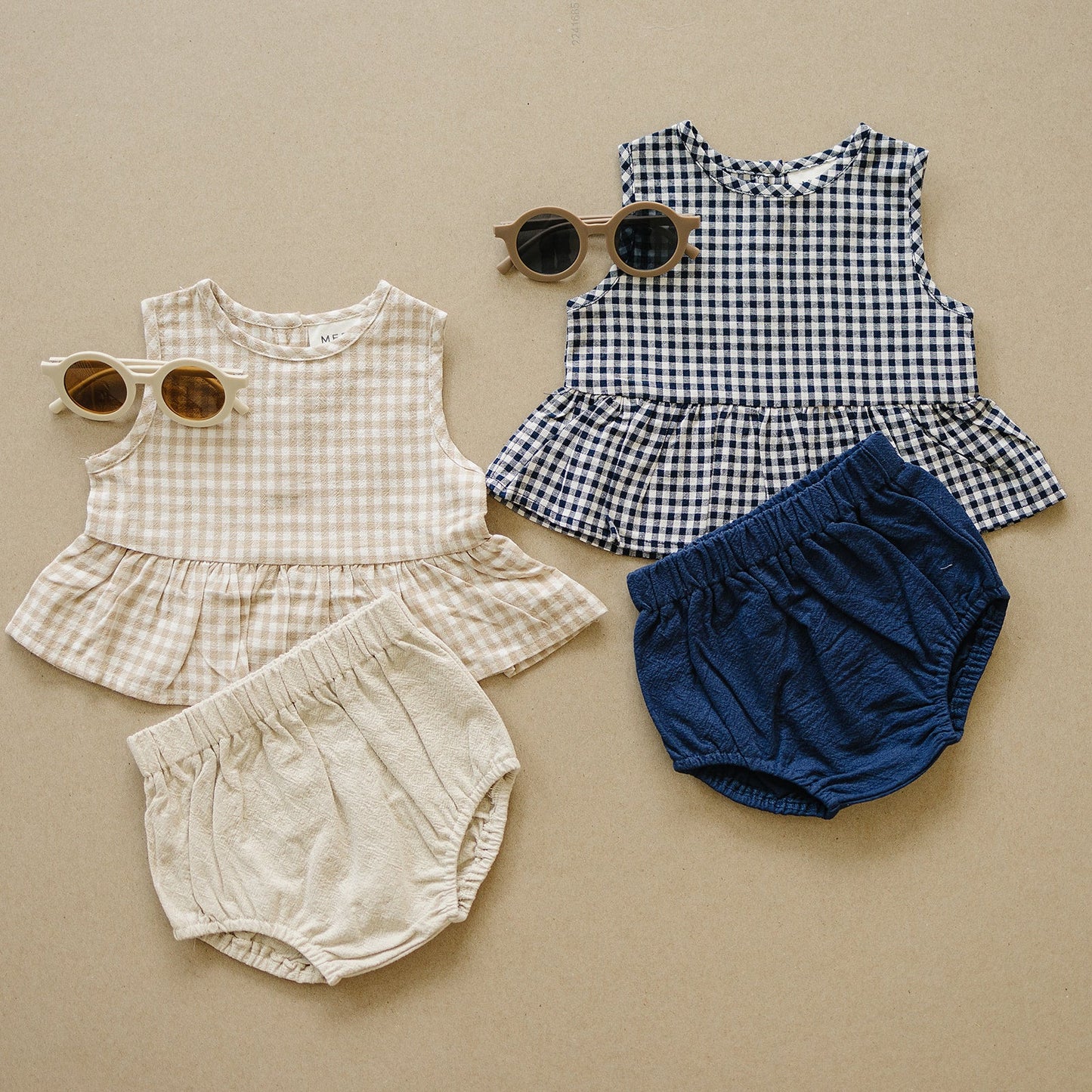 oatmeal gingham peplum set