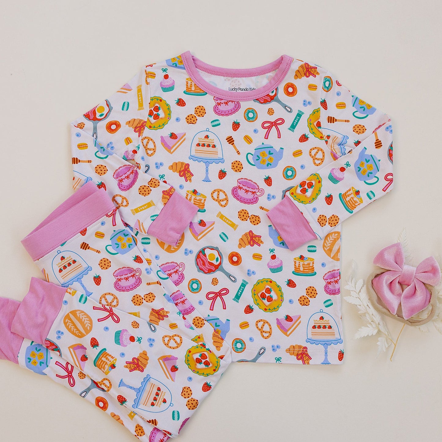 breakfast whimsy bamboo pajamas // LONG-SLEEVE TWO-PIECE SET