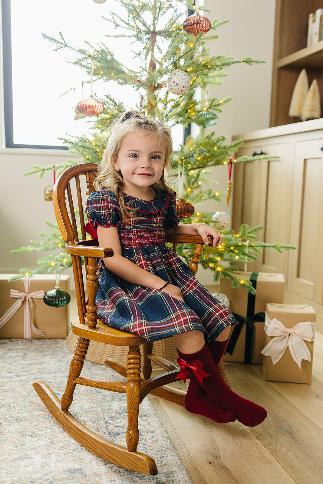 christmas plaid smocked dress