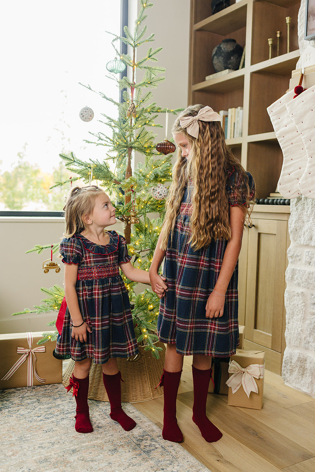 christmas plaid smocked dress
