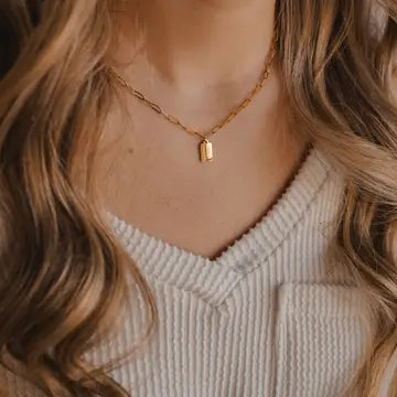 mini tag necklace // heavenly things (14k gold)