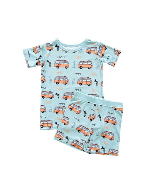 retro beach bamboo pajamas // SHORT-SLEEVE TWO-PIECE SET (*AVAILABLE IN EXTENDED SIZING UP TO 8/9*)