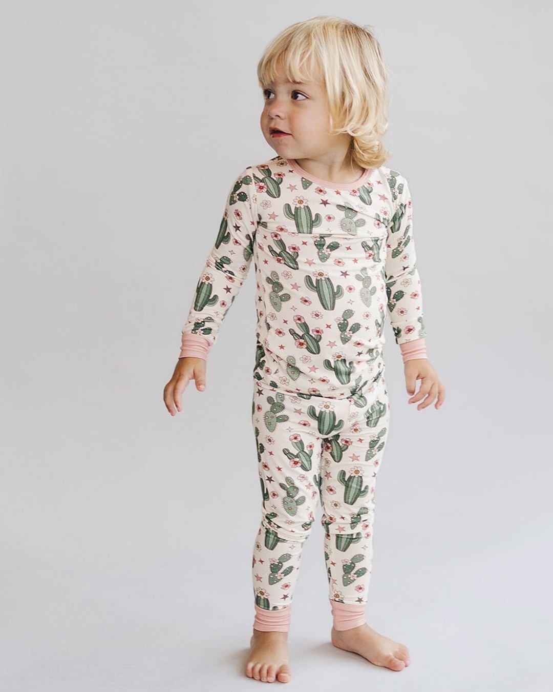 cactus flowers bamboo pajamas // LONG-SLEEVED TWO-PIECE SET