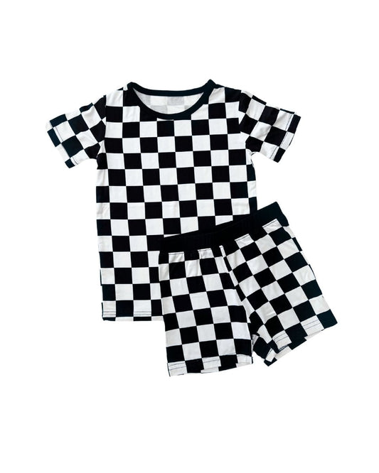 black checkered bamboo pajamas // SHORT-SLEEVE TWO-PIECE SET (*AVAILABLE IN EXTENDED SIZING UP TO 8/9*)