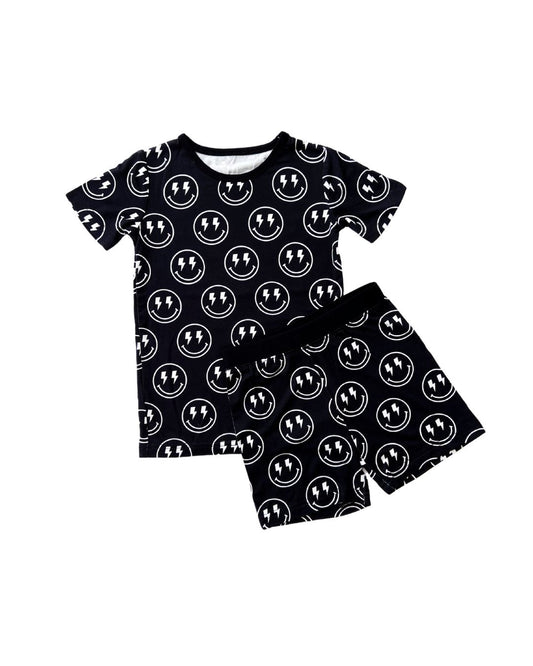 electric smiley bamboo pajamas // SHORT-SLEEVE TWO-PIECE SET (*AVAILABLE IN EXTENDED SIZING UP TO 8/9*)