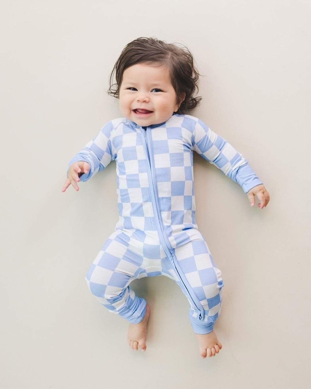 blue checkered bamboo pajamas // ZIPPY