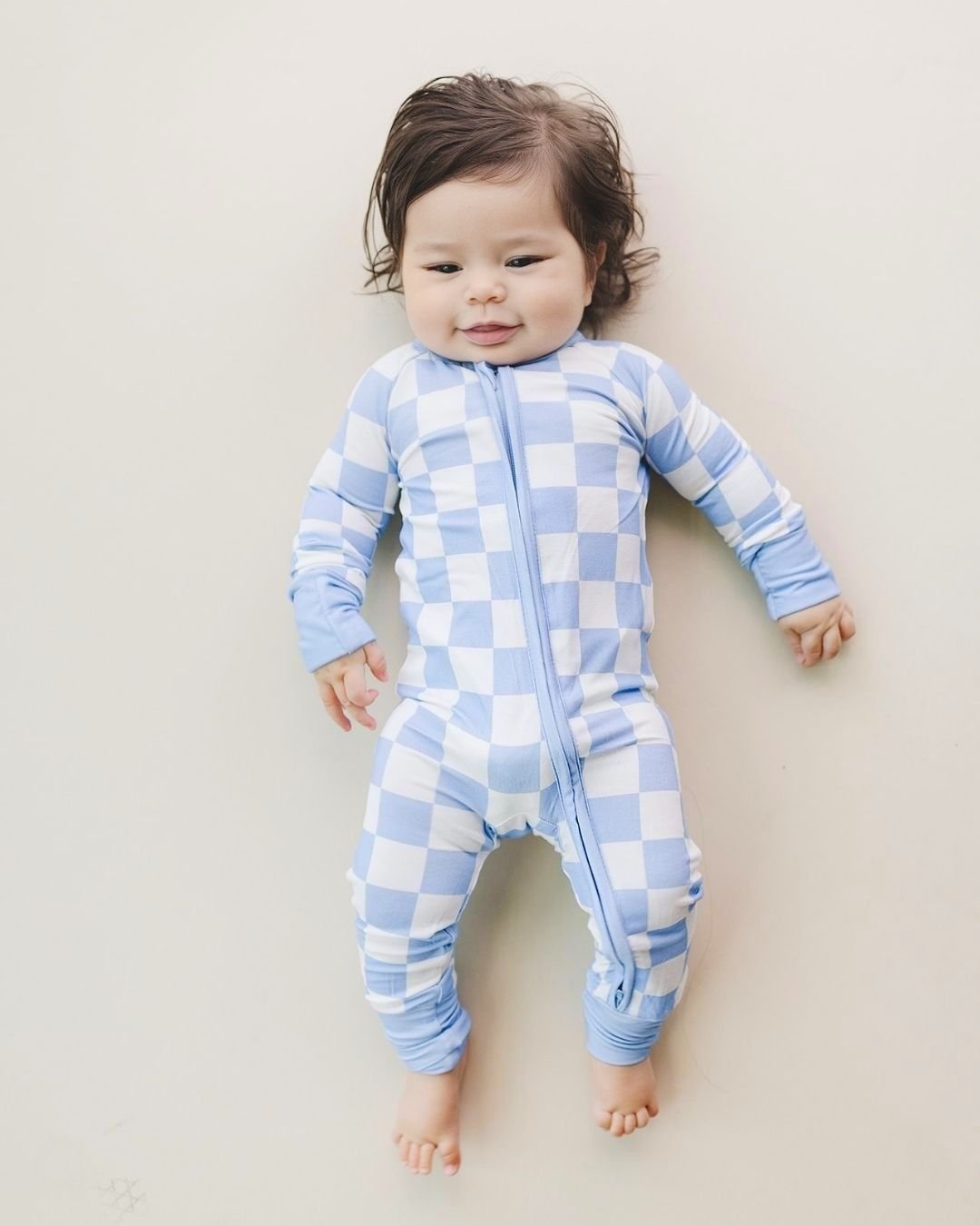 blue checkered bamboo pajamas // ZIPPY