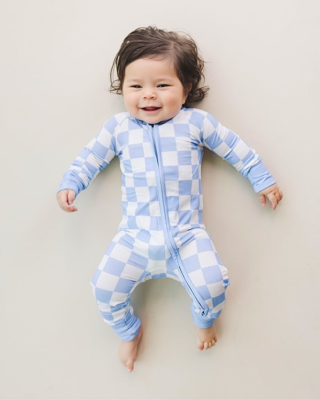 blue checkered bamboo pajamas // ZIPPY