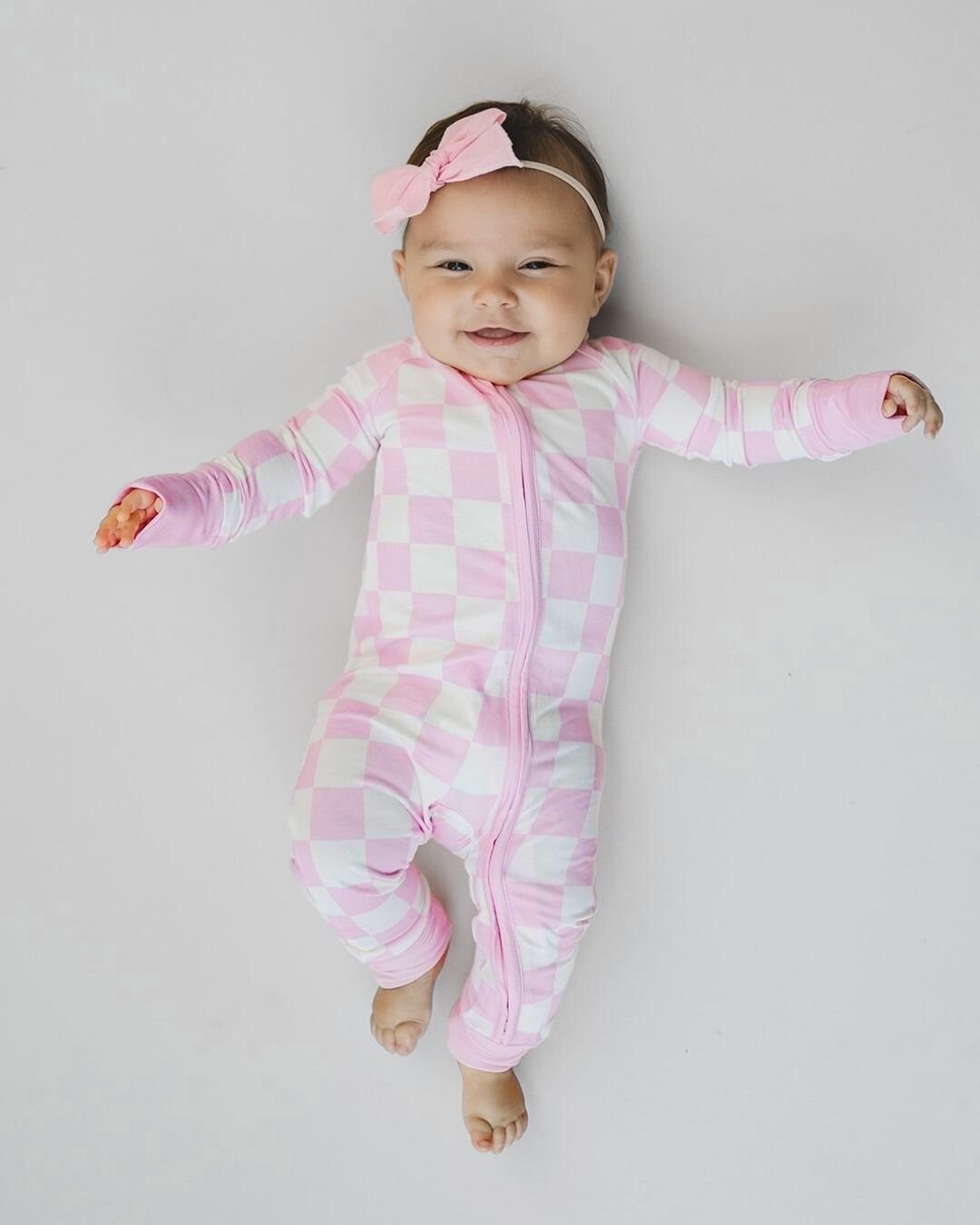 pink checkered bamboo pajamas // ZIPPY