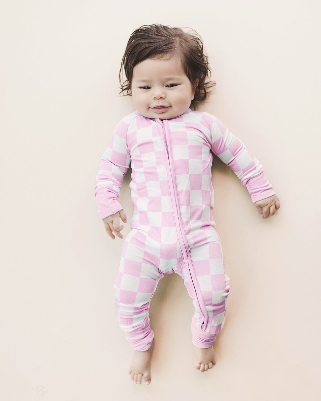 pink checkered bamboo pajamas // ZIPPY