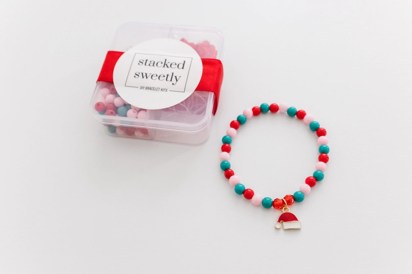 diy mini stretchy bracelet kit // santa