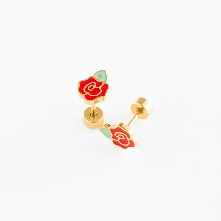 rose flat back studs // 18k gold