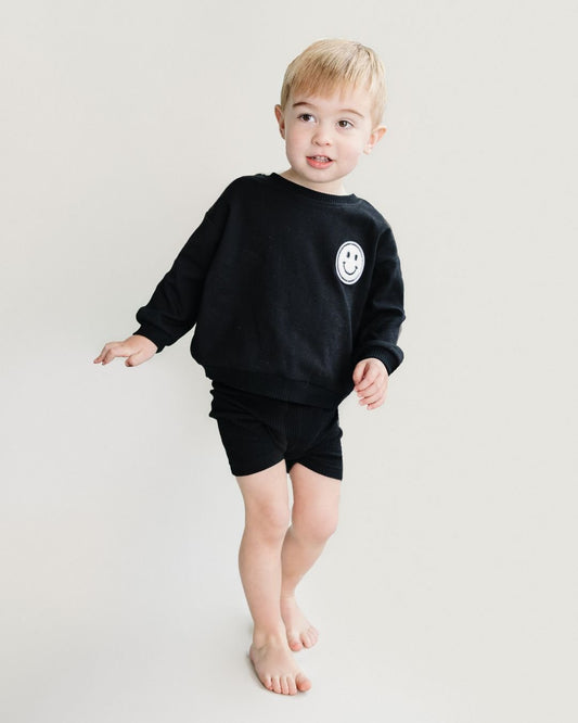 smiley biker shorts set // black (available in EXTENDED SIZING!)