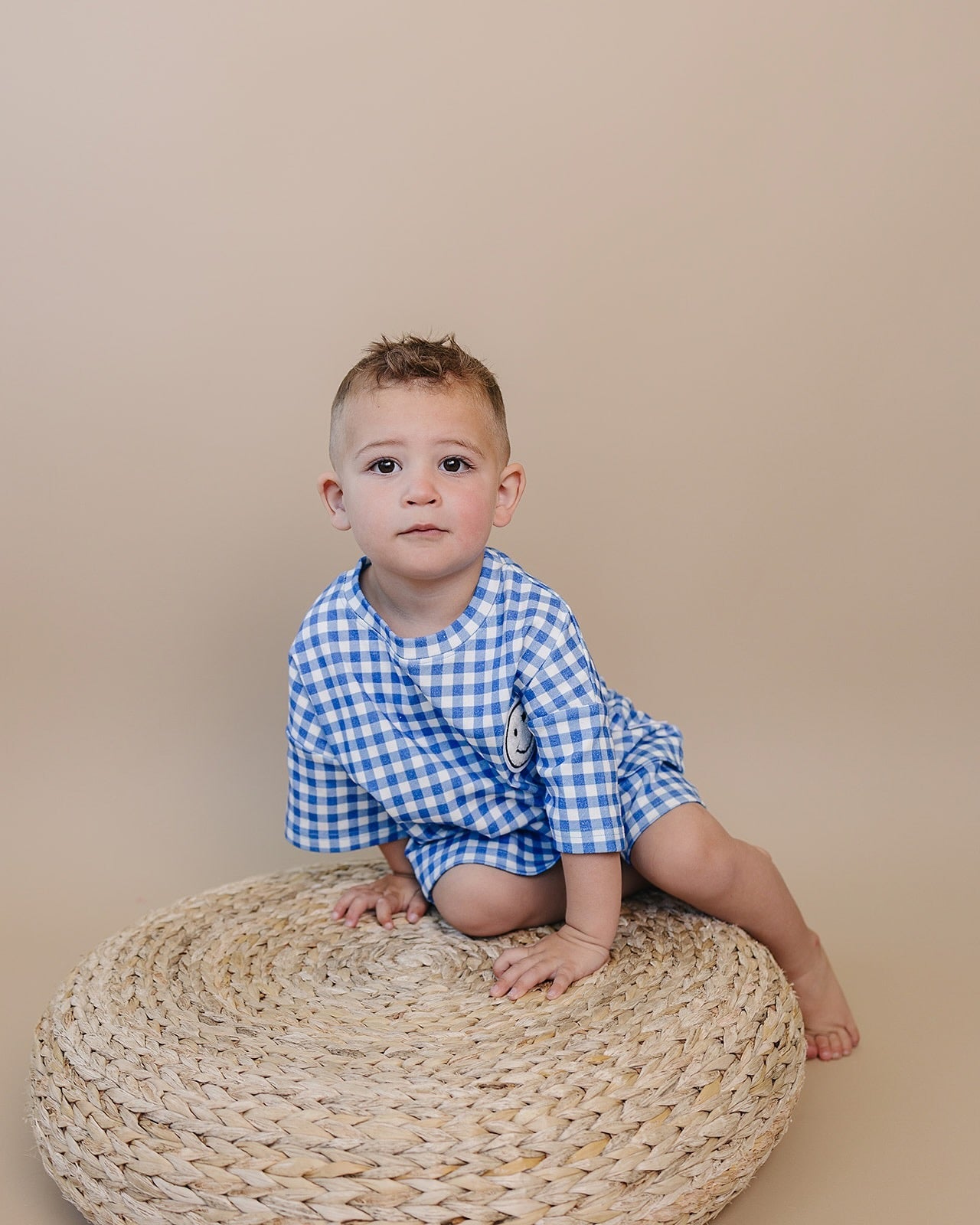 shorts set // blue gingham