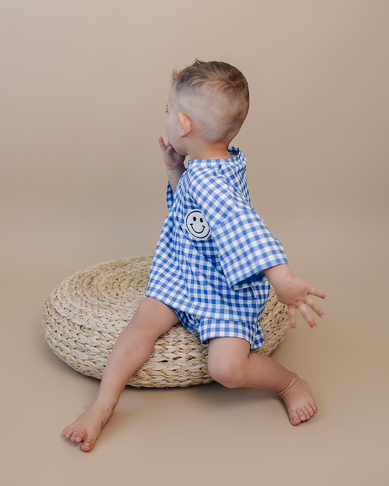 shorts set // blue gingham