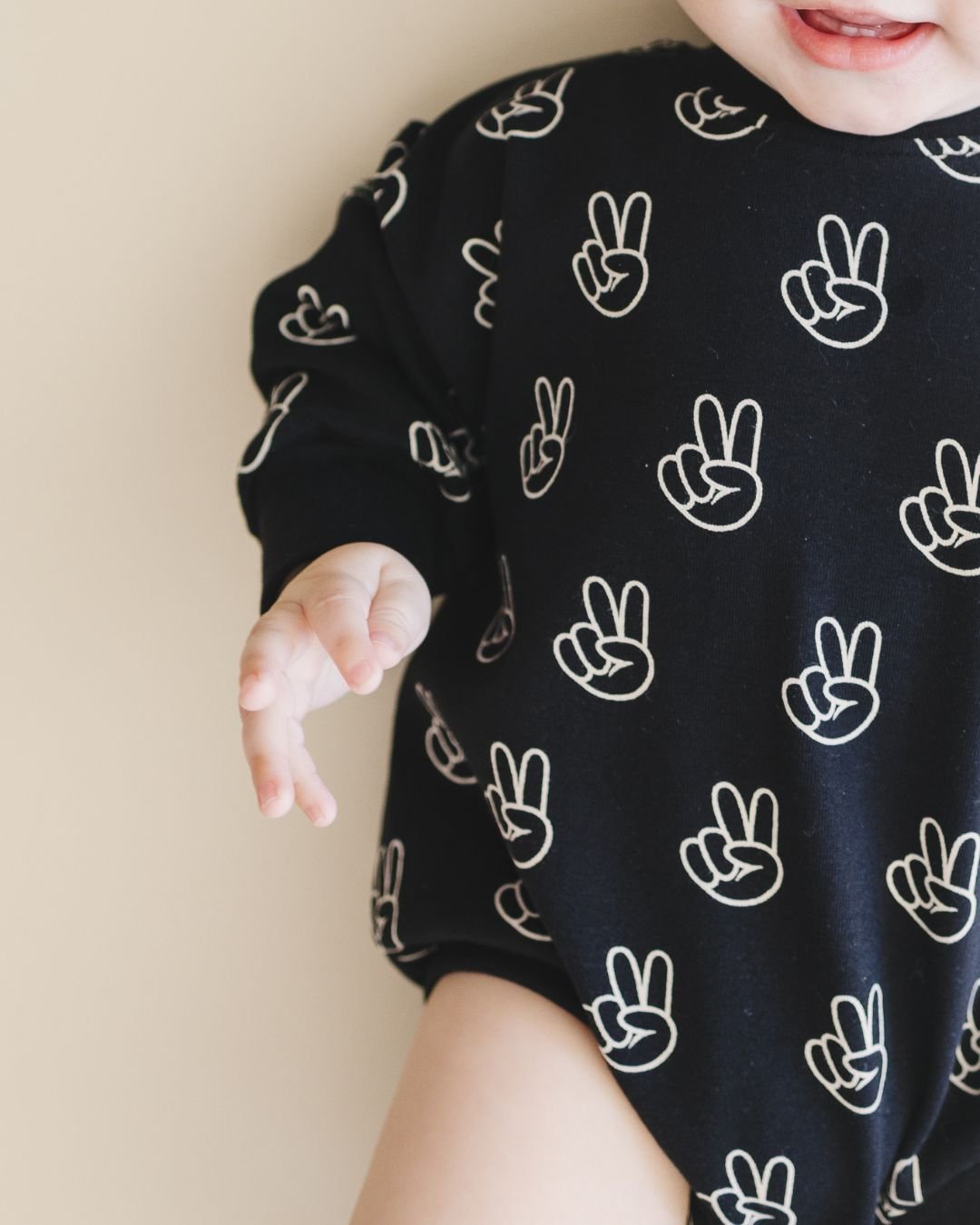 bubble romper // peace signs