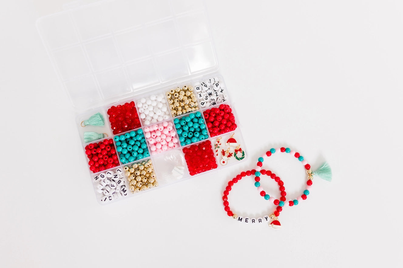 diy stretchy bracelet kit // christmas merry and bright