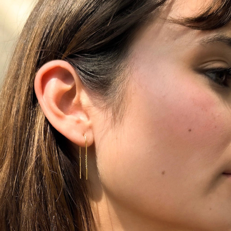 gold threader duo earrings
