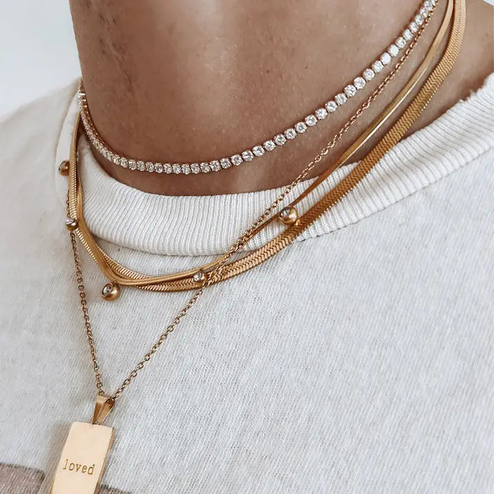 cassi herringbone crystal necklace // BELJOY