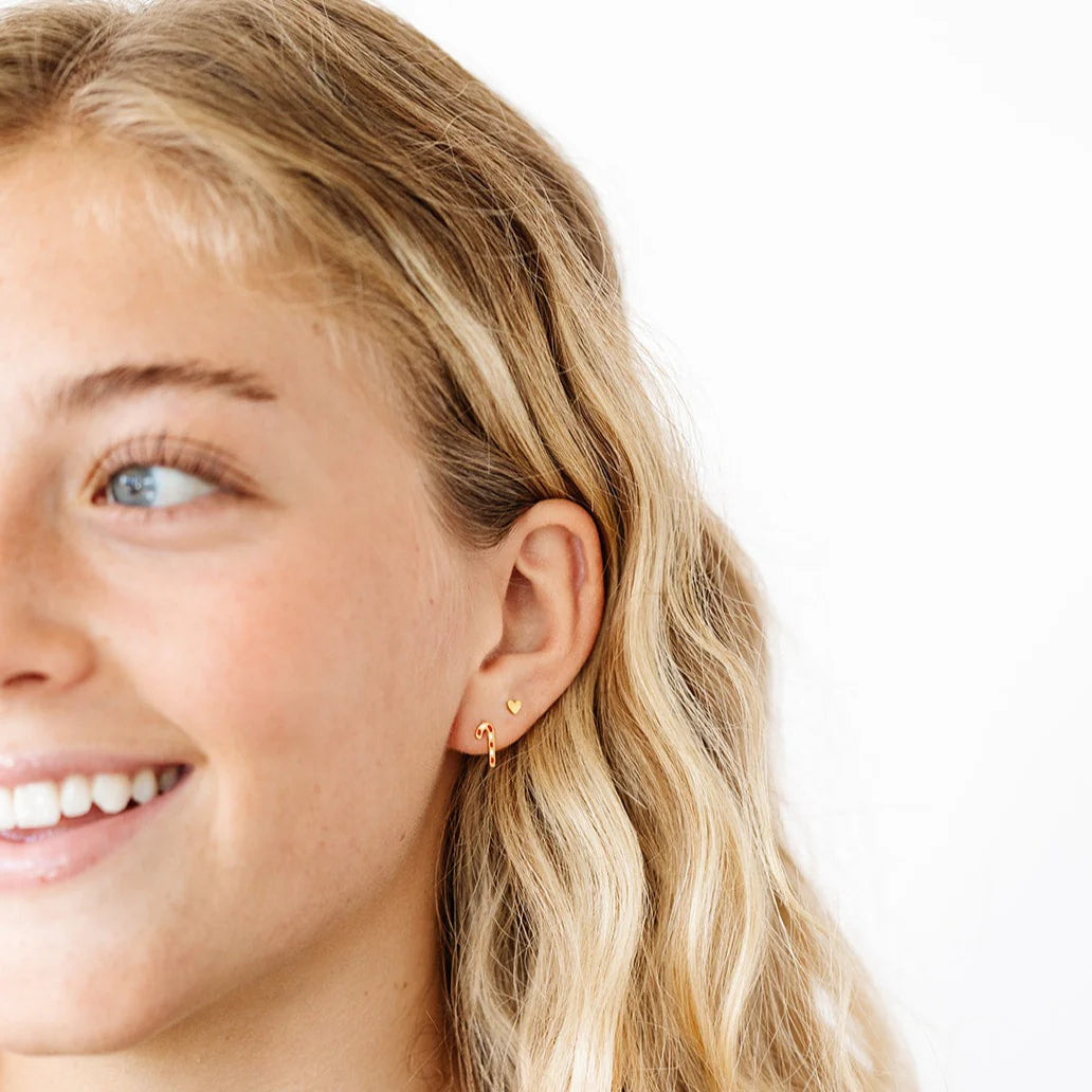 18k gold flat back studs // candy cane