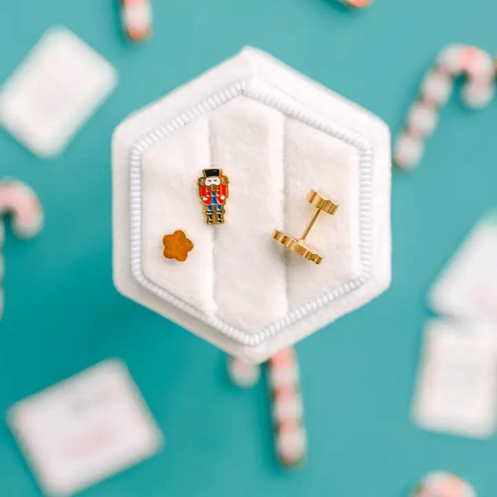 18k gold flat back studs // nutcracker