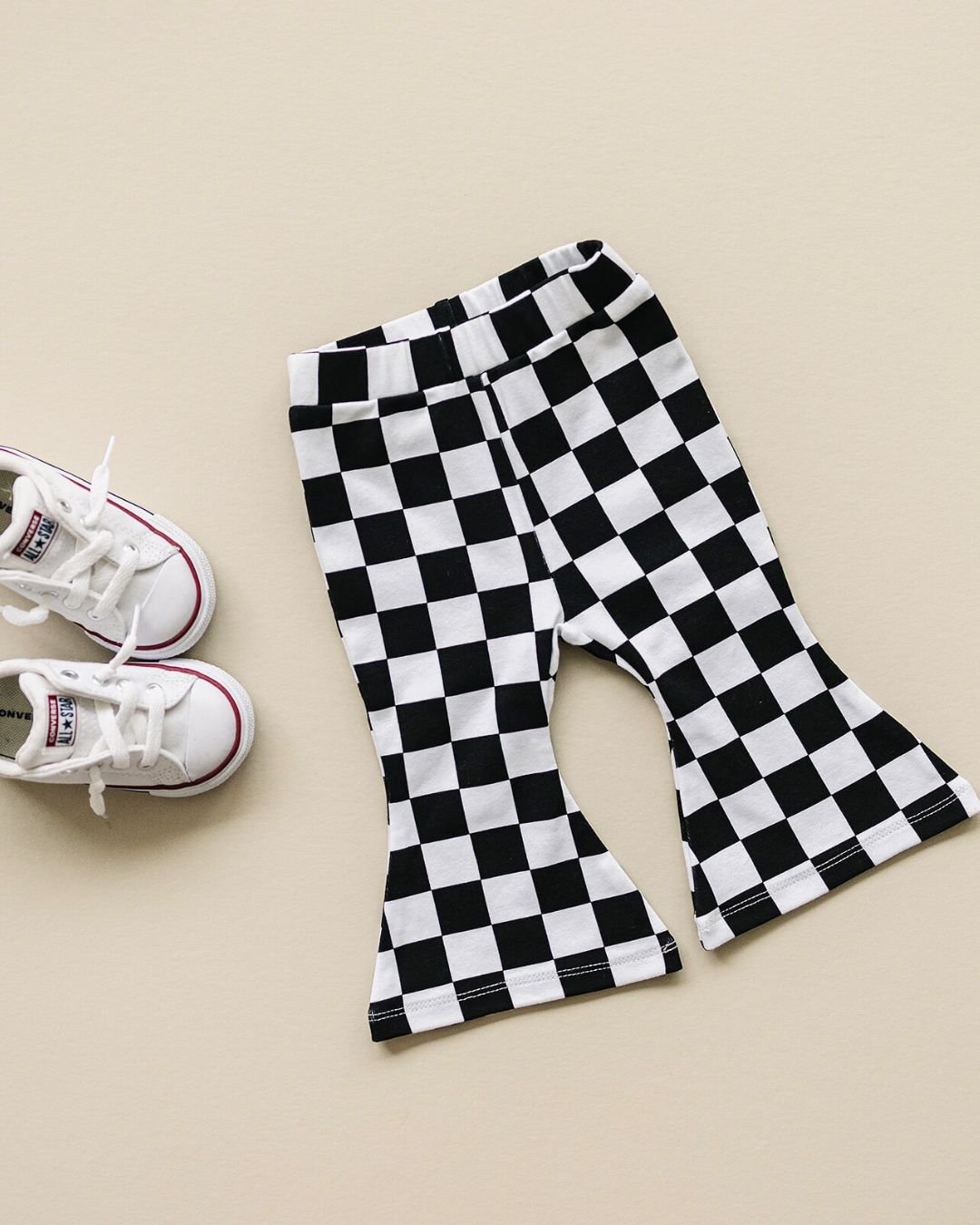 checkered flare pants // black