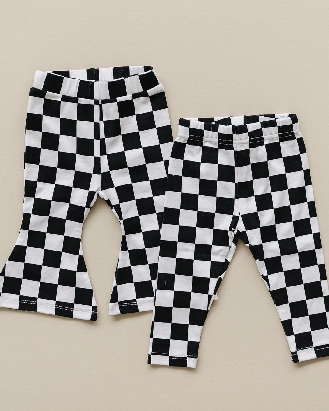 checkered flare pants // black