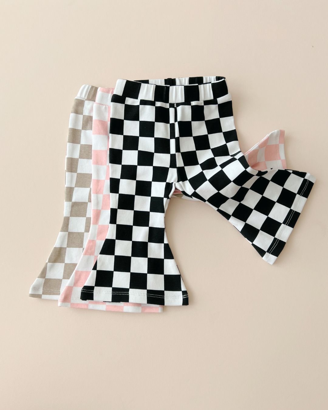 checkered flare pants // black