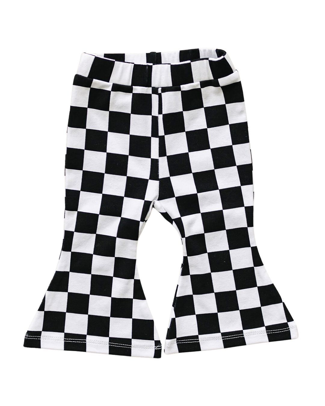 checkered flare pants // black