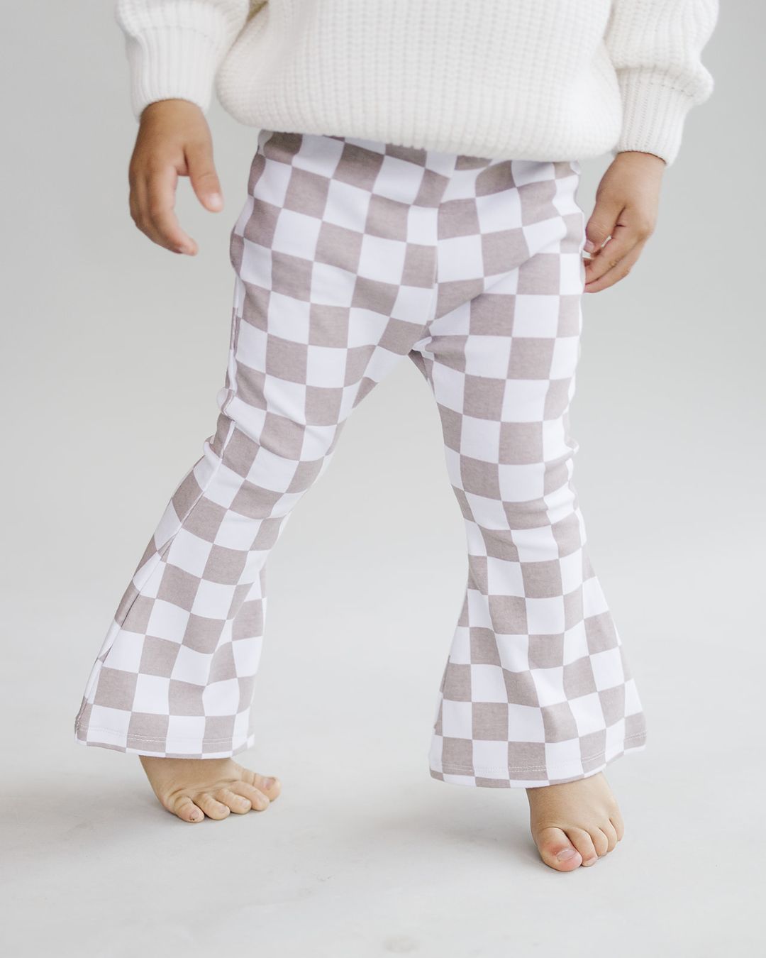 checkered flare pants // latte