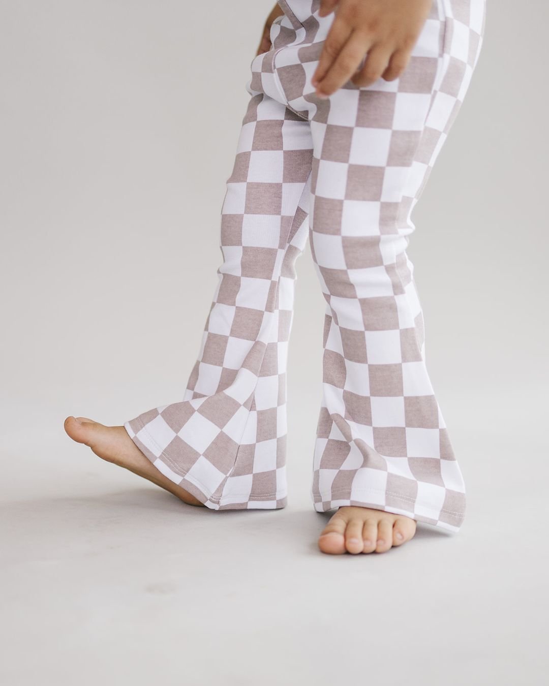 checkered flare pants // latte