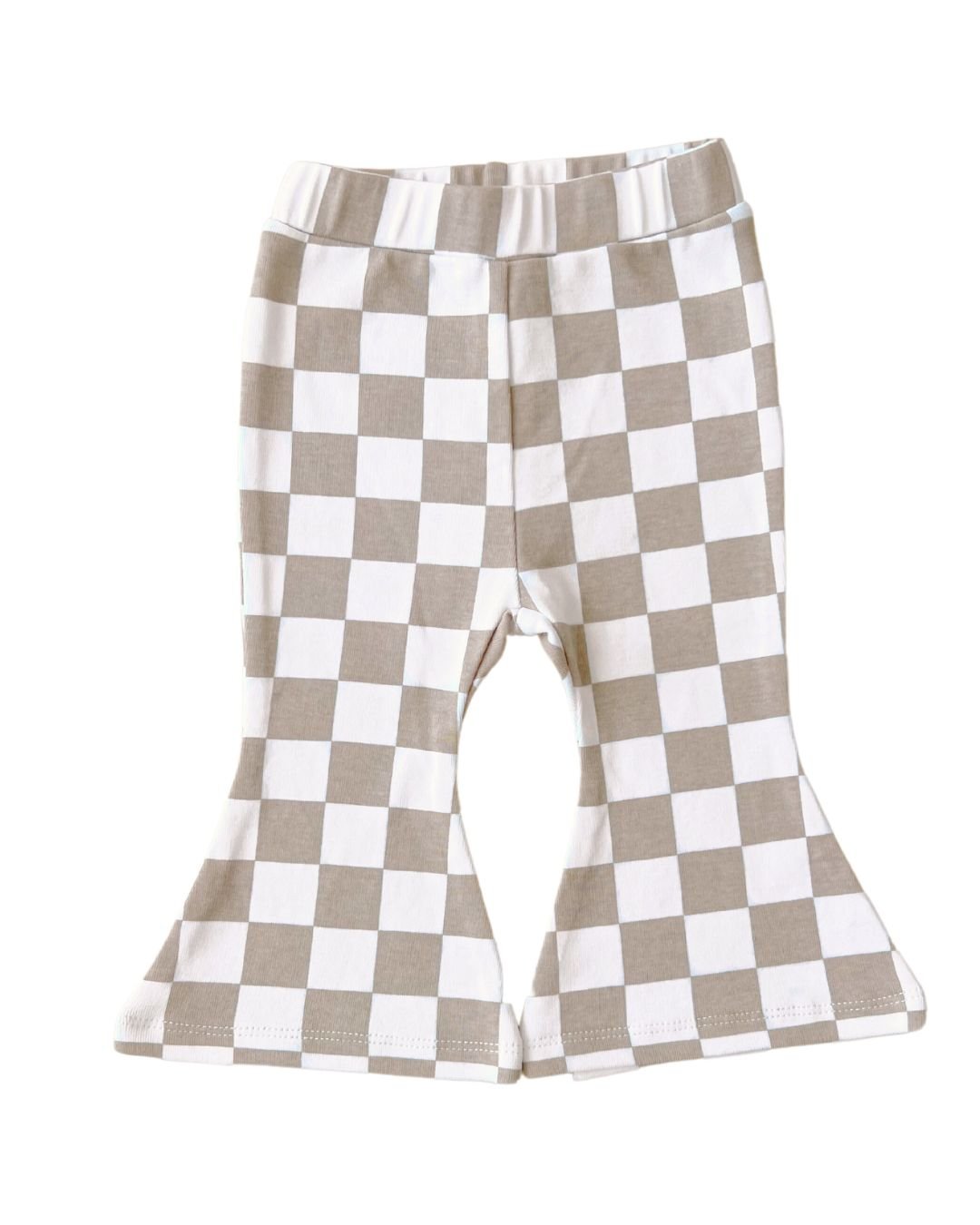 checkered flare pants // latte