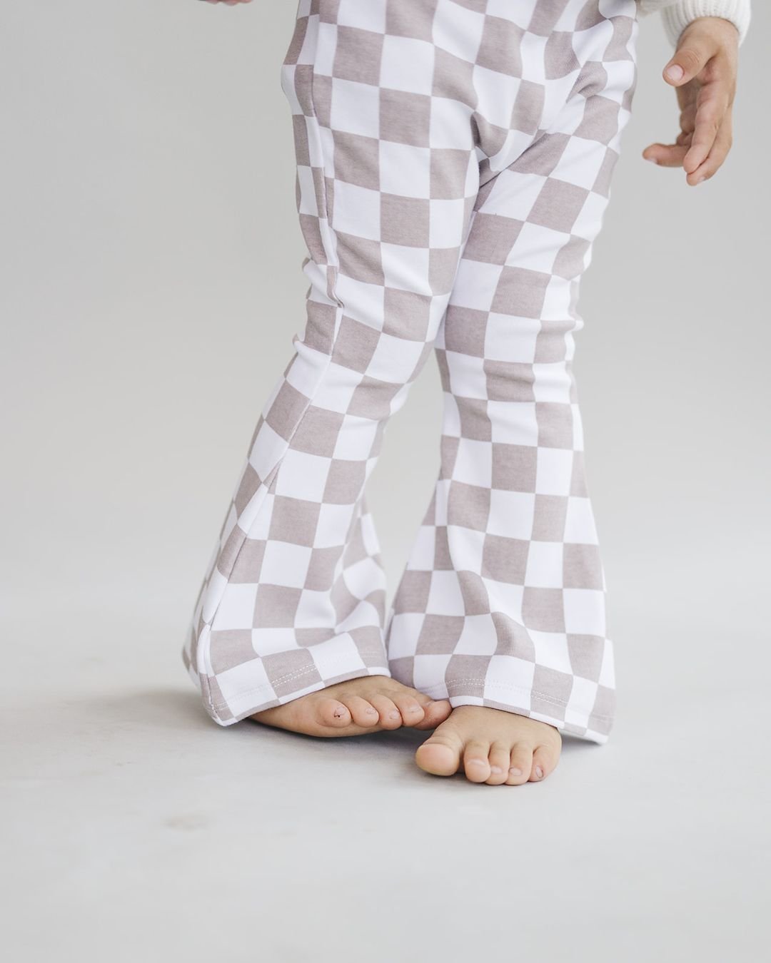 checkered flare pants // latte