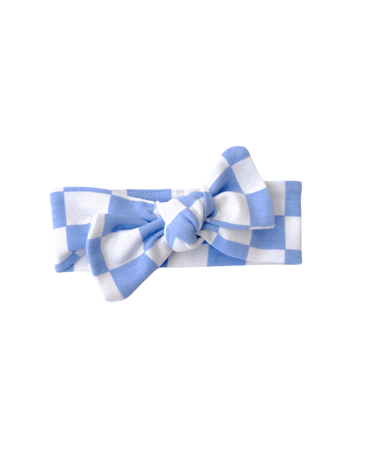 checkered headband // blue