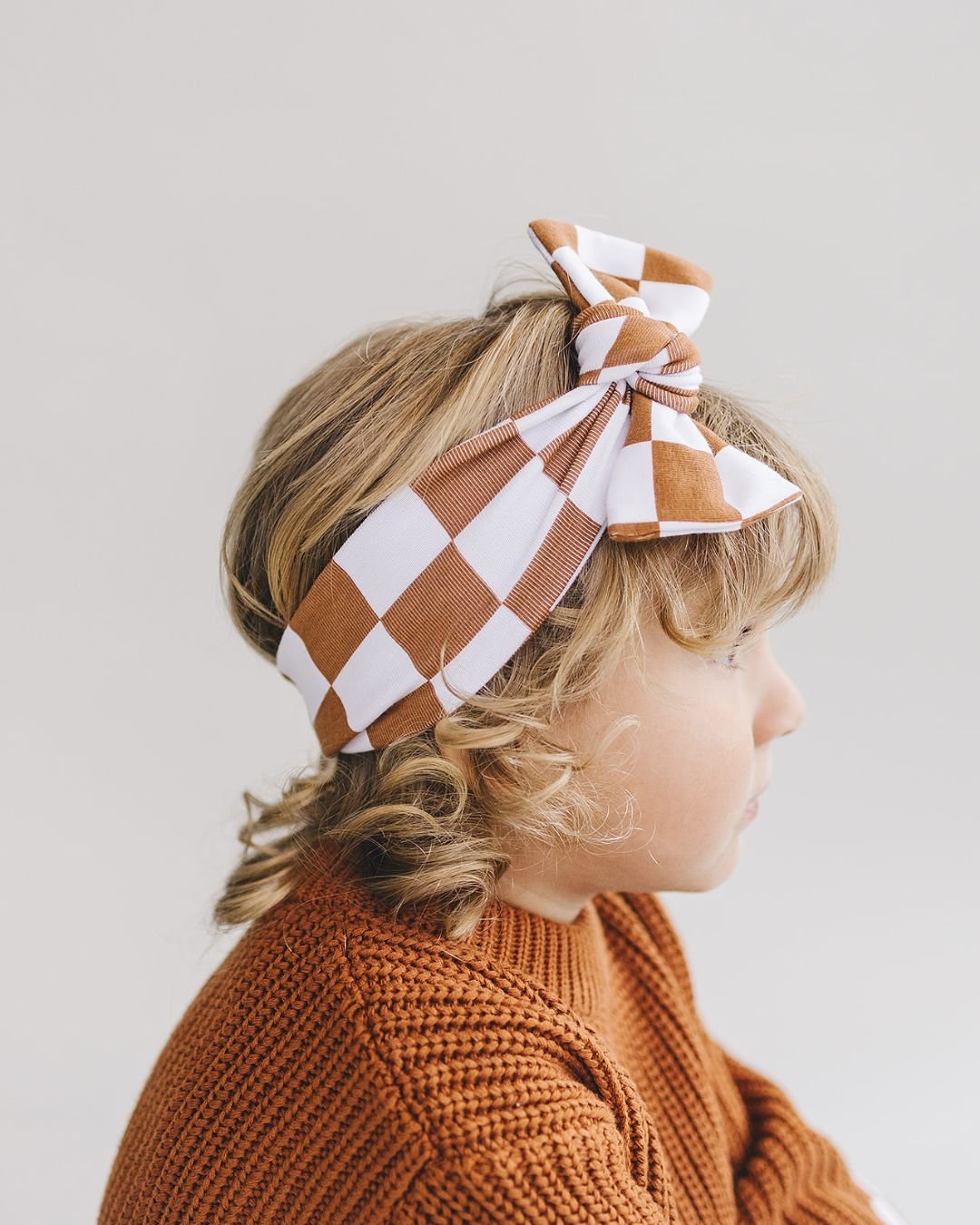 checkered headband // copper