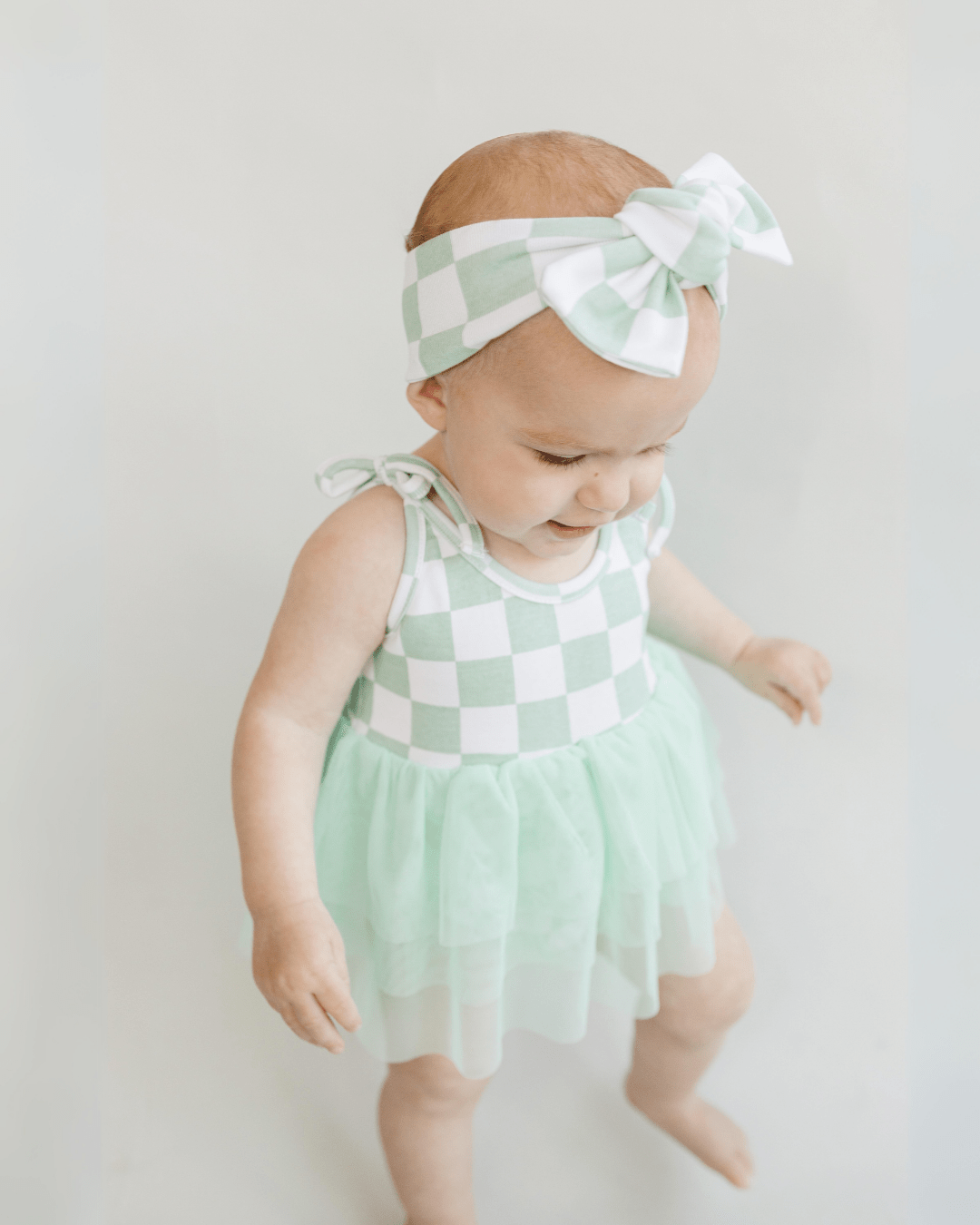 checkered headband // mint