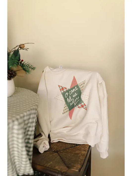 o come let us adore Him Christmas quilt women's sweatshirt PREORDER // OPEN UNTIL 10.29 // SHIPS IN NOVEMBER