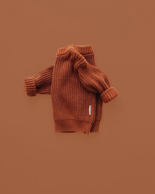 chunky knit sweater // rust