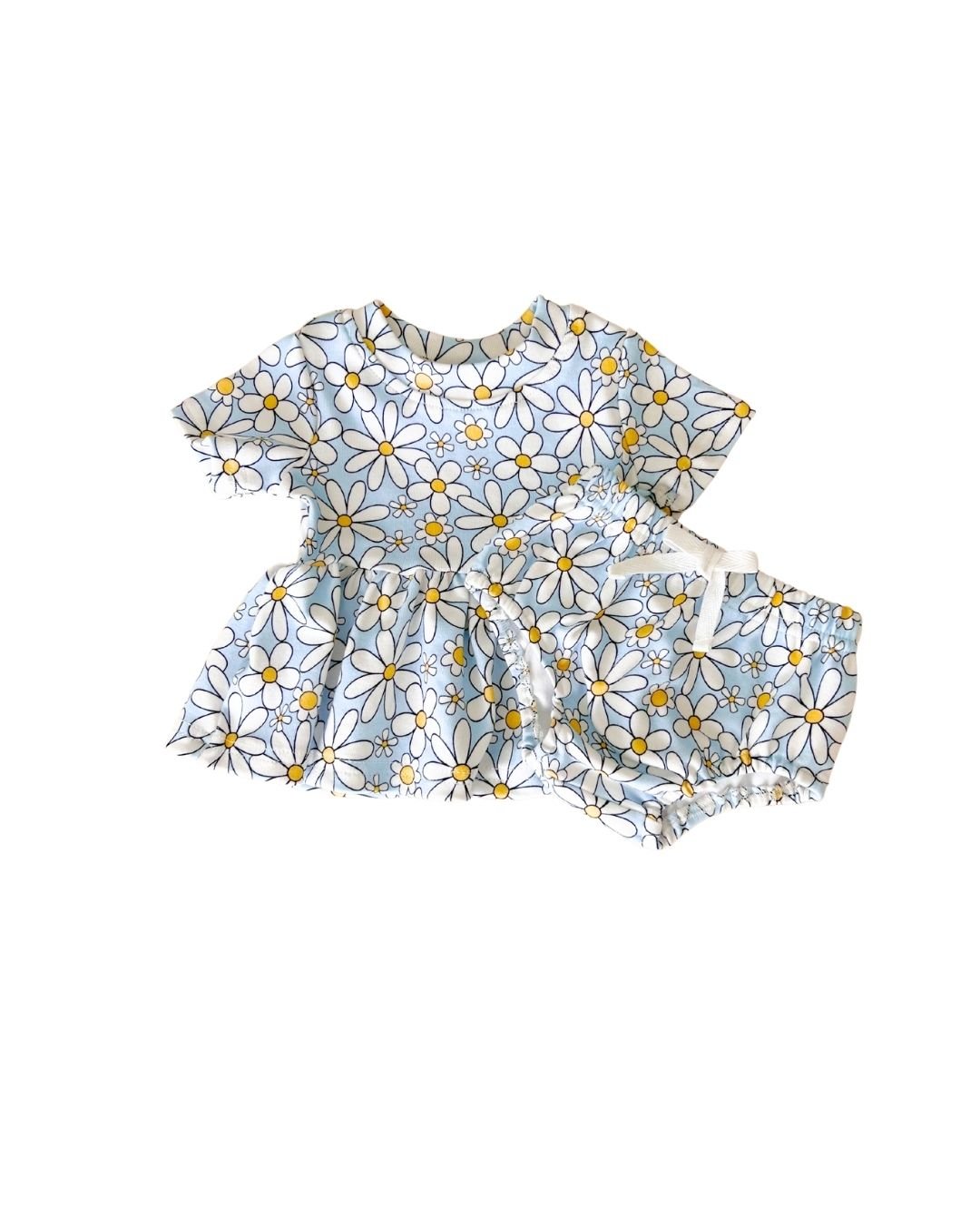 cotton peplum set // blue daisy