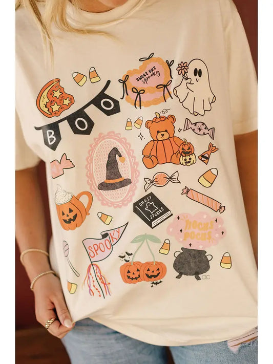 boo halloween collage graphic tee // women's